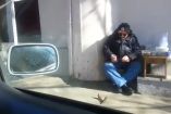თბილისში კაცი ბეღურებს აპურებს