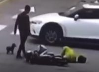 ძაღლმა სდია და მოახერხა, გაეჩერებინა ის მანქანა, რომელმაც მისი პატრონი გაიტანა (+ვიდეო)